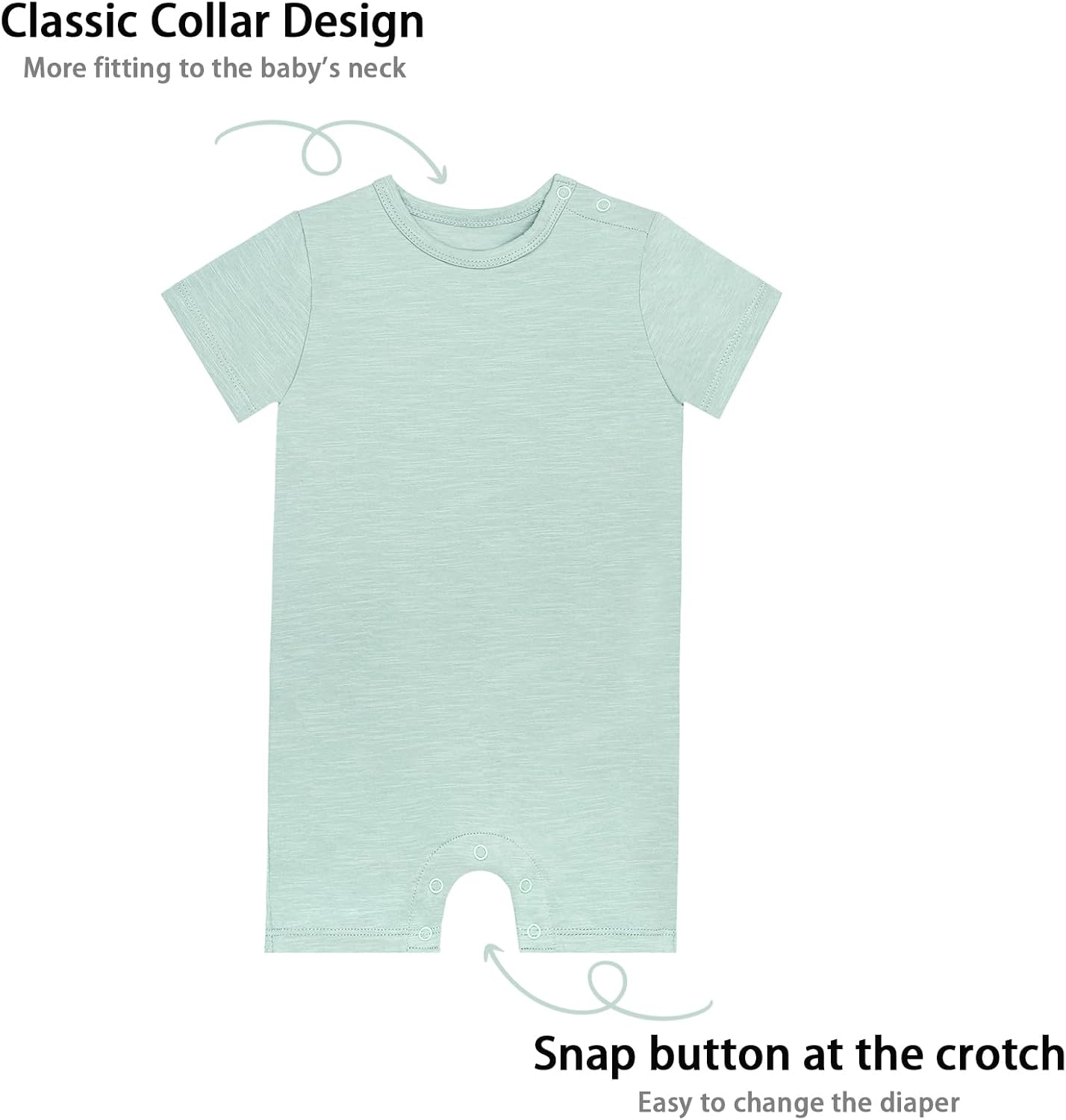 GUISBY Baby Short Sleeve Bodysuit Snap Crotch Closure Cotton Pajamas for Baby 3-Packs