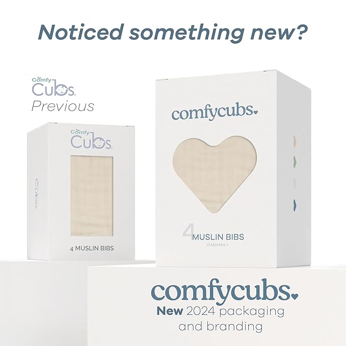 Comfy Cubs Muslin Bibs for Babies, Pack of 4 - Soft and Highly Absorbent, Feeding, Drool and Teething Bib, Adjustable Snaps - Stylish & Colorful Unisex Designs, Giftable Set - Multicolor