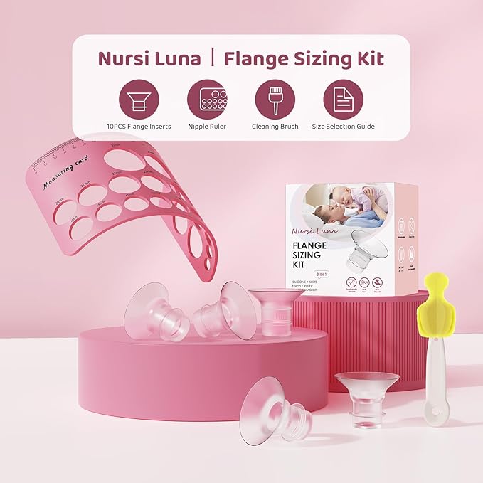 Flange Sizing Kit 3 in 1 with 8PCS Flange Inserts 15/17/19/21mm, Silicone Flanges Insert Kit for 24mm Flange/Shield, Pumping Essentials Kit for Moms