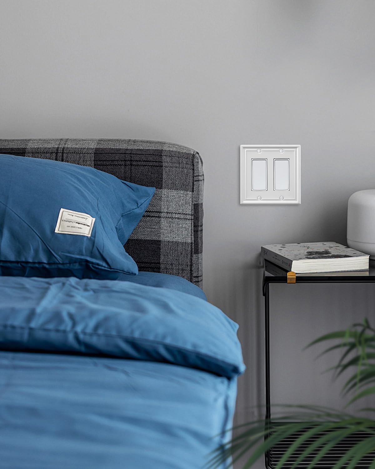 2-Pack Double Decorator Wall Plate, Off White Outlet Cover Plate for GFCI Outlet, Receptacle, Dimmer Switch, 4.96''*4.88'', Midsize