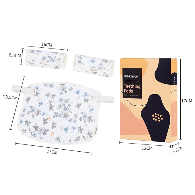 Bebamour Drool and Teething Reversible Cotton Pad For All Carry Positions Baby Carrier White Drool Bib For Boys & Girls(Flower)