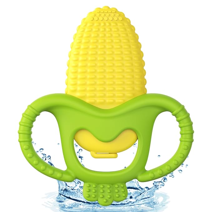 akolik Baby Teething Toys, Baby Frozen Teething Relief, BPA Free Infant Chew Toys Newborn Accessories, Cold Freezer Teethers for Babies 0-3-6-9-12 Months Old Boys Girls(Corn B)