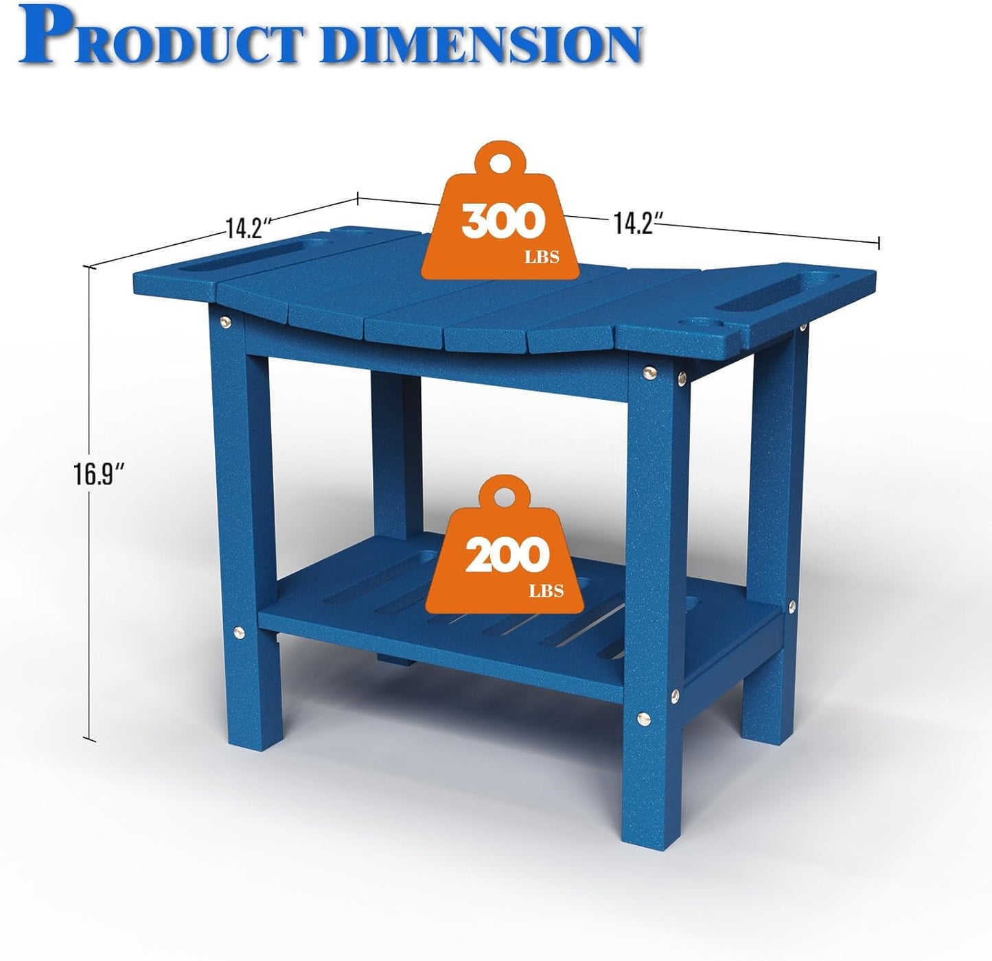 HDPE Shower Bench Stool for Inside Shower, Non-Slip Shower Stool for Shaving Legs with Storage Shelf, Waterproof Shower Chair Spa Bath Seat for Indoor & Outdoor Use (Navy)