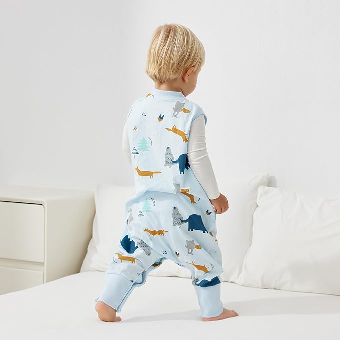 Duomiaomiao 0.5 TOG Toddler Sleep Sack 24-36 Months 100% Cotton Lightweight Baby Sleep Sack with Feet, Breathable Comfy Toddler Wearable Blanket