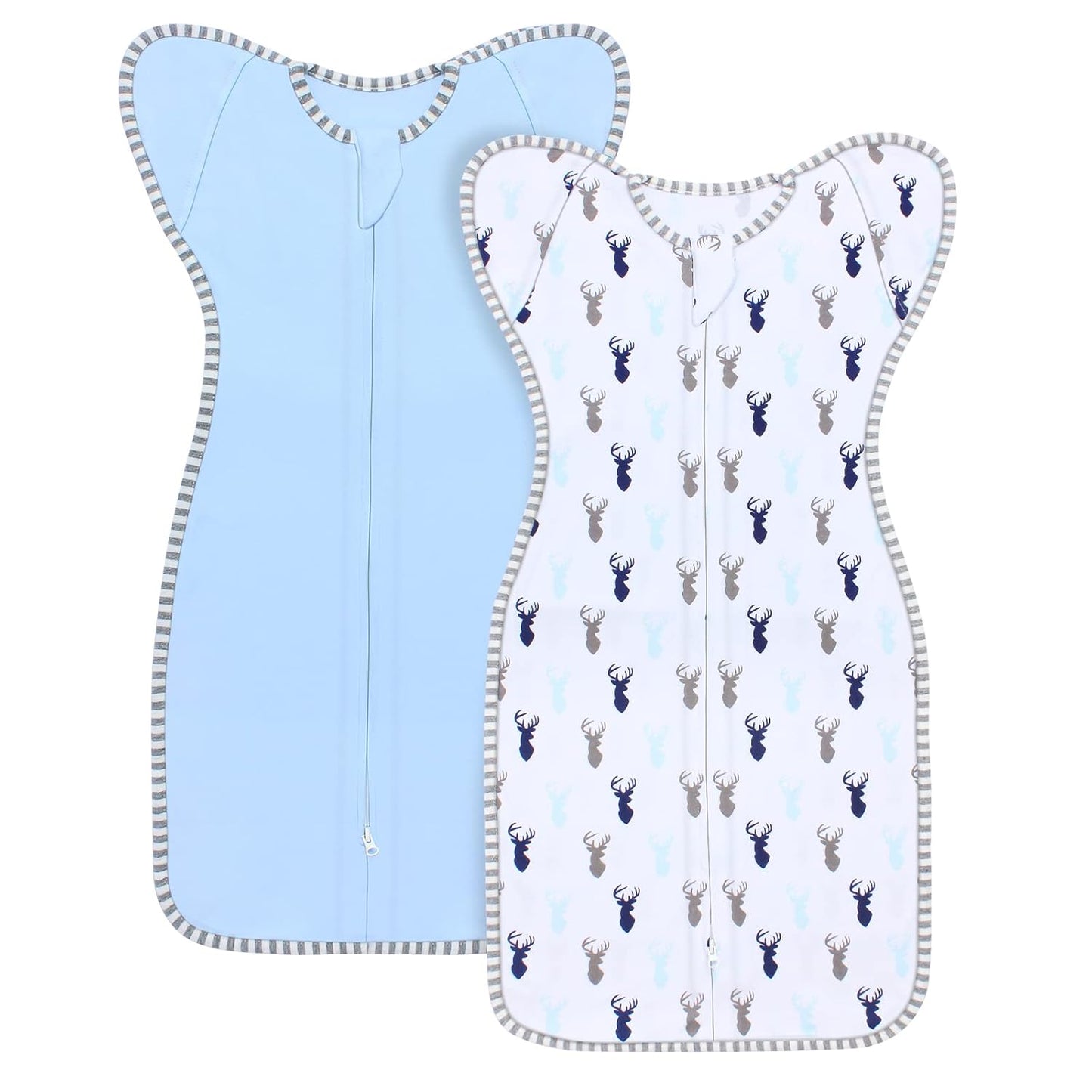 Transition Swaddle, Baby Sleep Sack 3-6 Months Arms up Swaddle 2-Way Zipper 100% Cotton Arms in/out, 0.8 Tog Baby Swaddles Sleep Sack for Boy Girl, 2-Pack Transitional Swaddle Sack (Medium 14-20lbs)