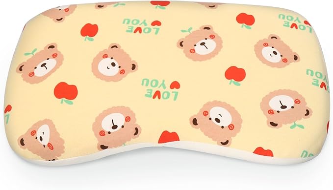Soft Toddler Pillow for Sleeping (14.5'' x 8.4'') with Removable Cover – Ideal for Travel & Nursery, Cuddly Bear Design – Perfect for Ages 1-2 Years