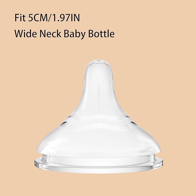 Silicone Bottle Nipple, Anti Colic Nipples for Baby, Natural Feel, L, 6 Months+, 4 Counts