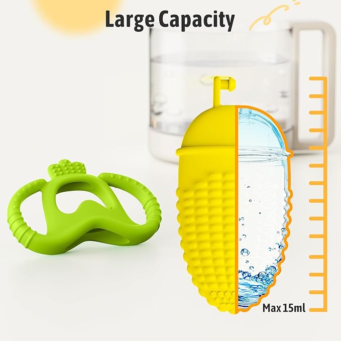 akolik Baby Teething Toys, Baby Frozen Teething Relief, BPA Free Infant Chew Toys Newborn Accessories, Cold Freezer Teethers for Babies 0-3-6-9-12 Months Old Boys Girls(Corn B)