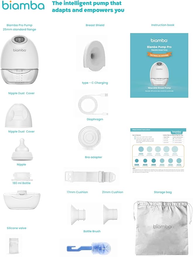 Pump Pro Portable Breast Pump Hands Free - 180mL Capacity Wearable Breastfeeding Pumps with App Control, Electric Hands Free Breast Pumps with 3 Modes, 9 Suction Levels, Slim Design, Single