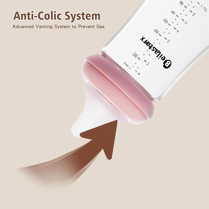 Glass Baby Bottles with Natural Response Nipple Size M - Anti Colic Baby Bottles Wide Neck Slow Flow Baby Bottle(Red, 8oz (Pack of 4))