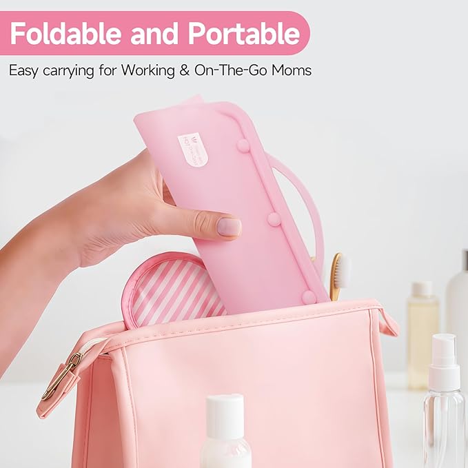 Silicone Microwave Steam Sterilizer Bag for Baby Bottles, Reusable Sterilizing Bag for Pump Parts and Toddler Accessories, Easy to Use Sterilizer Bags Perfect for Home and Travel, Pink (1PC)