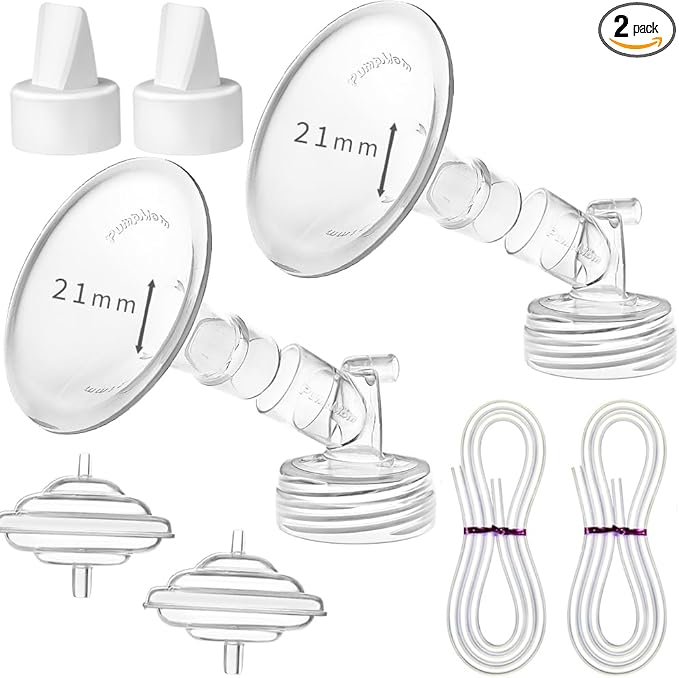PumpMom 21mm Flange Pump Parts for Spectra S2 S1 9 Plus Breastpump, Flange Valve Tubing Backflow Protector, Not Original Spectra S2 Accessories (21mm)