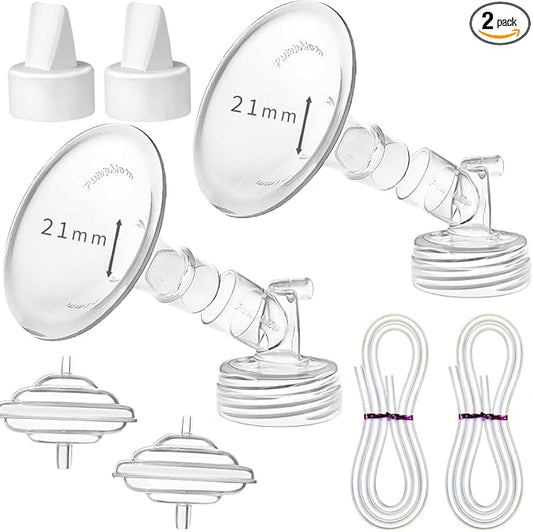 PumpMom 21mm Flange Pump Parts for Spectra S2 S1 9 Plus Breastpump, Flange Valve Tubing Backflow Protector, Not Original Spectra S2 Accessories (21mm)