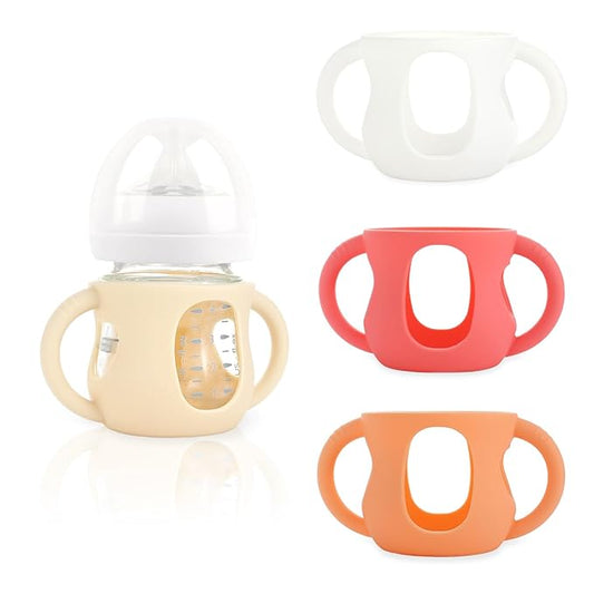 4-Pack Silicone Sleeves for Philips Avent Glass Bottles, BPA-Free Drop-Resistant Baby Bottle Sleeves with Handles, Compatible with Philips Avent Natural Glass Baby Bottles (4 oz)