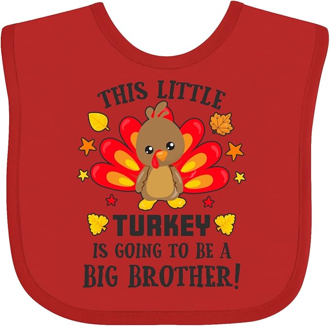 inktastic This Little Turkey Is Going To Be a Big Brother Baby Bib