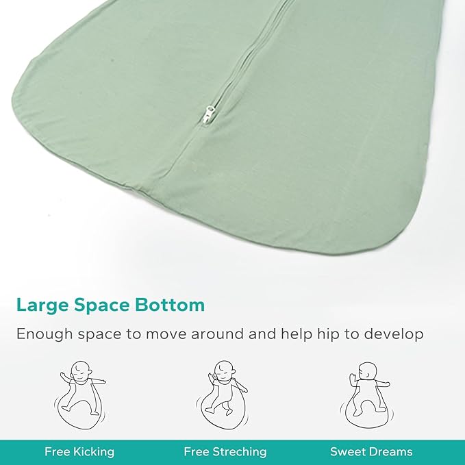 Rayon Made from Bamboo Sleep Sack, 0.5 TOG Wearable Blanket Baby, Lightweight Stretchy Sleep Sack 0-6 Months, Green