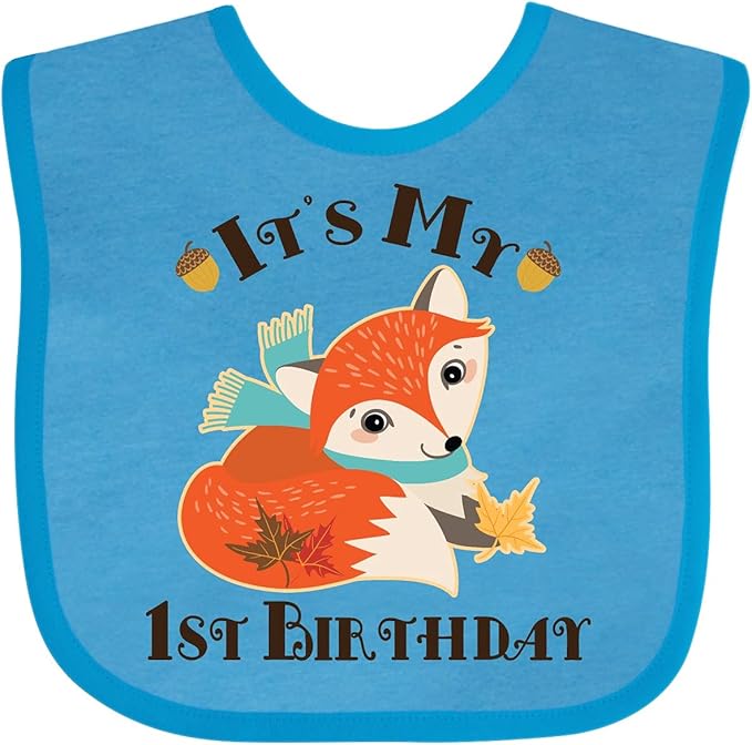 inktastic 1st Birthday Woodland Fox Baby Bib