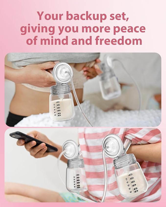 Breast Pump Parts Compatible with Spectra S1/S2/9 Plus, Not Original Accessories, Full Set Replacements Include 24mm Flanges, Valves, Backflow Protectors (Duckbills Included), Tubings and Bottles