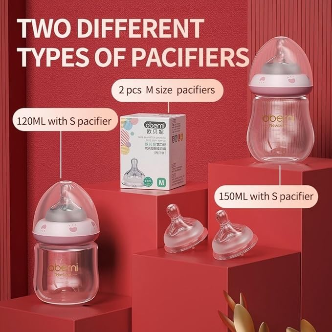 FarBrand Newborn Baby Bottle Starter Kit – Glass Baby Bottles 0-12 Months with Breast-Like Nipples, Anti-Colic, BPA-Free, 4oz & 5oz Breastmilk Bottles, Infant Gift Set, Leakproof Baby Bottle Kit