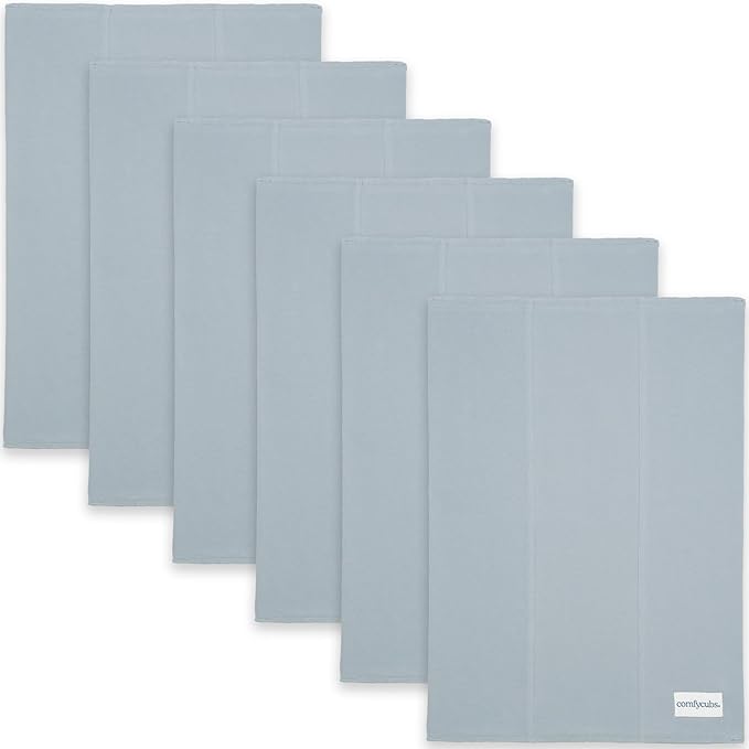 Comfy Cubs Baby Burp Cloths Set (Pack of 6) - Large, 6-Layer, Ultra Absorbent 100% Cotton for Infant Spit-Up, Drool, and Messes - Soft, Gentle, Thoughtful New Born Baby Gifts, Pacific Blue