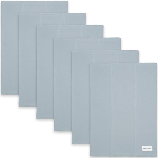 Comfy Cubs Baby Burp Cloths Set (Pack of 6) - Large, 6-Layer, Ultra Absorbent 100% Cotton for Infant Spit-Up, Drool, and Messes - Soft, Gentle, Thoughtful New Born Baby Gifts, Pacific Blue