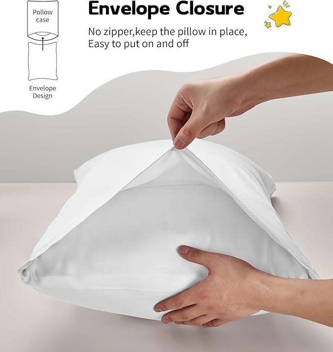 Deep Dream 100% Cotton Toddler Pillowcases Set of 2, 13x18 Inches Fits Baby Pillow Sized 12x16, 13x18, 600 Thread Count Cotton Small Travel Kids Pillow Case Covers with Envelope Closure, White