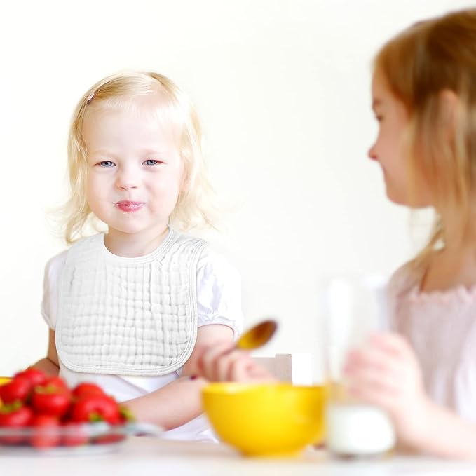 Tallew 8 Pack Muslin Burp Cloths and Baby Bibs for Boy Girl 20" x 10" Cotton Baby Bandana Drool Bibs Muslin Burp Cloths Absorbent Rag for Newborn Toddler Infant Gifts(Dark Color)