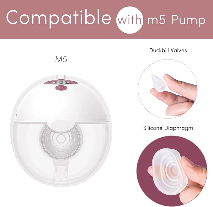 4 Pack Replacement Parts for Momcozy M5 Breast Pump, Replace to Mom Cozy M5 Duckbill Valve Diaphgram, Breastfeeding Essential Accessories