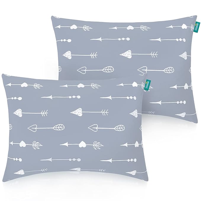 Toddler Pillow for Sleeping, Kid Pillow 14" x 19" for Small Travel Bed, Nap Pillow for Crib, Soft & Skin-Friendly Small Pillows for Sleeping, Toddler Use Only, Age 2 to 5 (Grey Arrow)