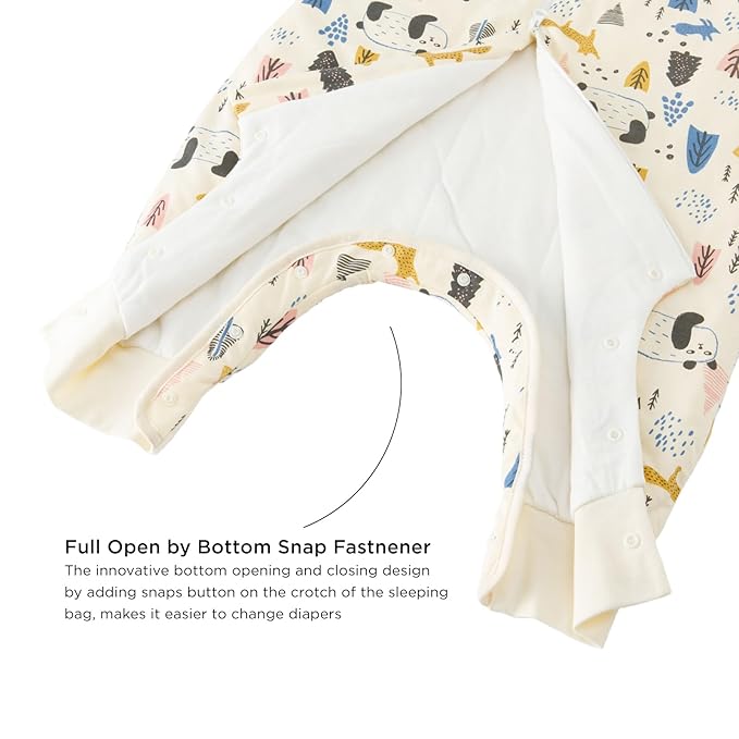 Duomiaomiao 2.5 TOG Toddler Sleep Sack 6-12 Months 100% Cotton Winter Baby Sleep Sack with Feet, Warm Comfy Toddler Wearable Blanket