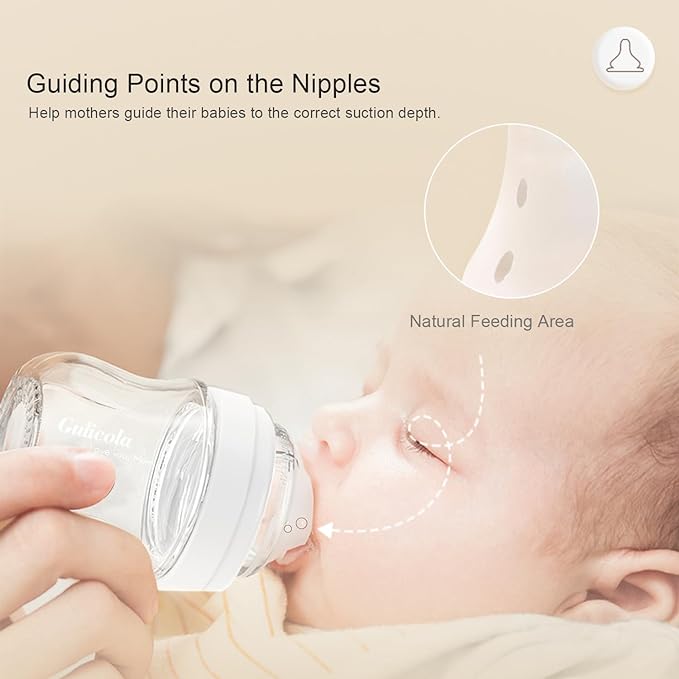 Gulicola Natural Flow Baby Bottle Silicone Nipple Level 1, Slow Flow (S), 1+ Months, 3 Counts (Pack of 1)
