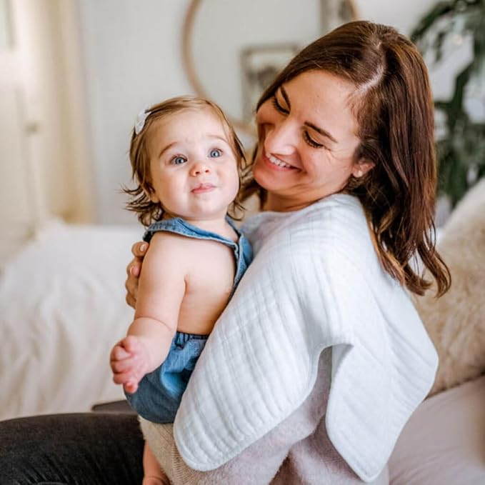 Little Unicorn Ultra-Absorbent Premium Burp Cloth 2 Pack | Soft on Baby's Skin | Larger Size | Ergonomic Design | Set of 2 (White)