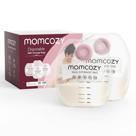 Momcozy Screw-on Breastmilk Storage Bags, 48 Ct, Holds 5 oz, Disposable & BPA Free, Original Replacement Accessories Only for Momcozy Direct-to-Bag Breast Milk Bag Combo