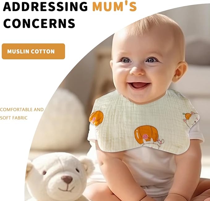 Muslin Baby Bibs for Drooling and Teething Newborn Drool Bibs for Baby Girl Boy