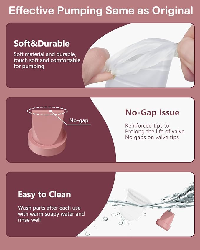 12PC M6 Breast Pump Replacement Accessories, Including 8pcs Duckbill Valve and 4pcs Diaphragms for Momcozy Mobile Style | M6, Replace for Momcozy Pump Parts, Not Original Parts, 12PC Red