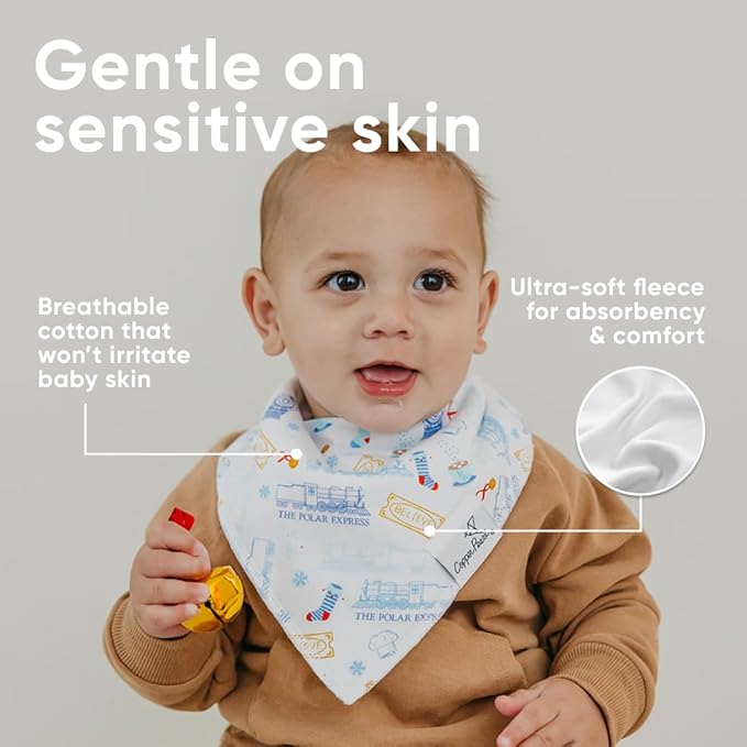 Copper Pearl Baby Bandana Bibs - 4 Pack Soft Cotton Bibs for Drooling & Teething, Absorbent, Adjustable Fit, Many Styles