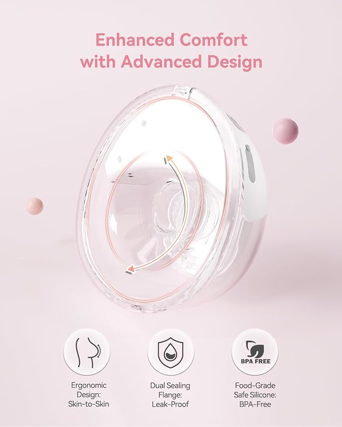 KISSBOBO Hands Free Breast Pump, Wearable Breastfeeding Pump with 320mmHg Strong Suction, 19 Adjustable Levels & 4 Modes, Ultra-Quiet, Leak-Proof Design Portable Breast Pumps Electric (White, 2 Pack)