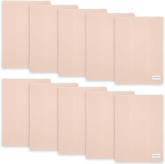 Comfy Cubs Baby Burp Cloths Set (Pack of 10) - Large, 6-Layer, Ultra Absorbent 100% Cotton for Infant Spit-Up, Drool, and Messes - Soft, Gentle, Thoughtful New Born Baby Gifts, Blush