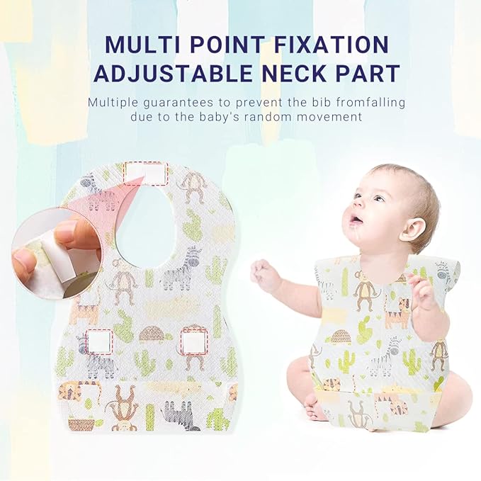 30/60pcs Baby Disposable Bibs-Individually Packaged,Soft, Leak Proof and Convenient, disposable bibs for toddlers