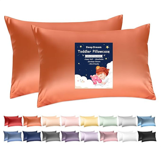 Deep Dream Toddler Pillowcases for 13x18 Pillow 2 Pack, 100% Cotton Travel Pillow Case Cover, 600 Thread Count Cotton Pillow Covers, Soft & Breathable Small Pillow Cases Envelope Closure, Orange