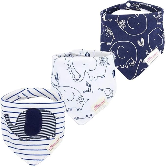 JN&LULU 3 Pack Newborn Baby Bibs Bandana Drool Bibs for Drooling Cotton Baby Gifts