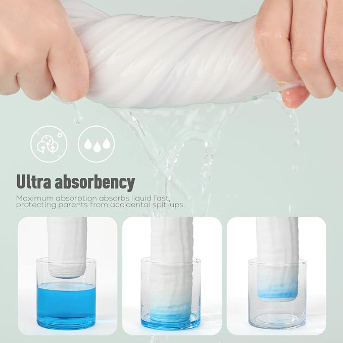 Yoofoss Muslin Burp Cloths for Baby 10 Pack 100% Cotton Baby Washcloths for Boys Girls Large 20''X10'' Super Soft and Absorbent Gradient Grey