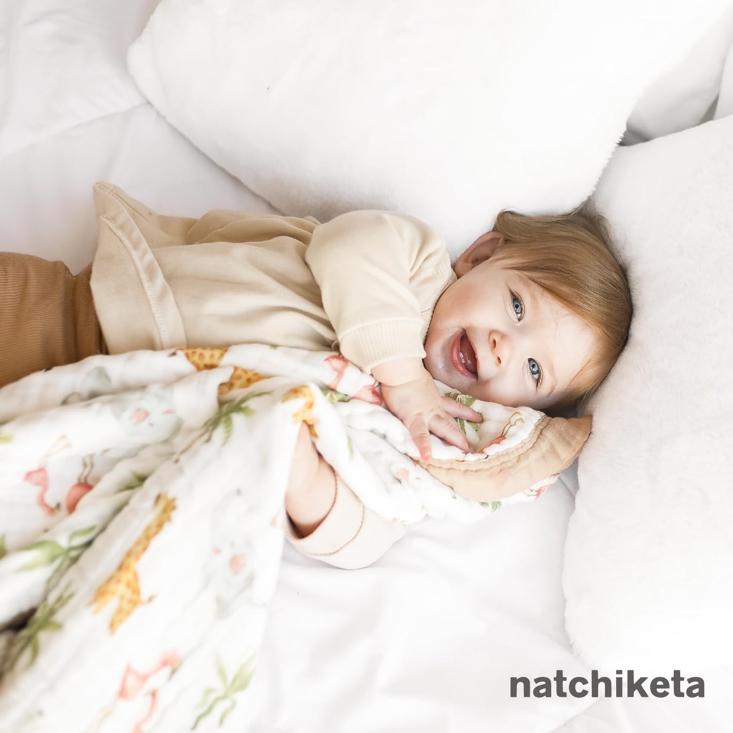 Organic Cotton Muslin Baby Blanket for Boys and Girls - Luxurious Soft Toddler Quilt for Swaddling - Gender Neutral Blankets Makes a Great Forest Friends