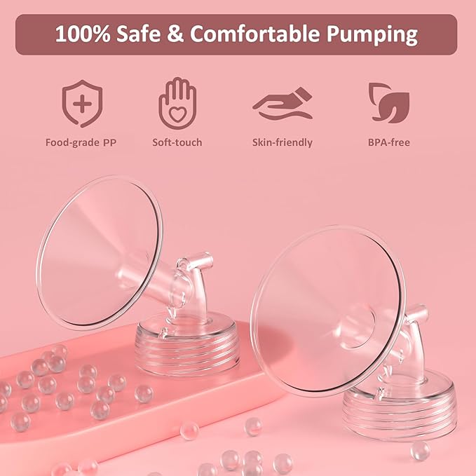 17mm Flanges Compatible with Spectra S2 S1 9 Plus Synergy Gold Breastpump, Not Original Spectra Replacement Pump Parts, Wide Mouth Flange Accessories for Elastic Nipples Work with Backflow Protector