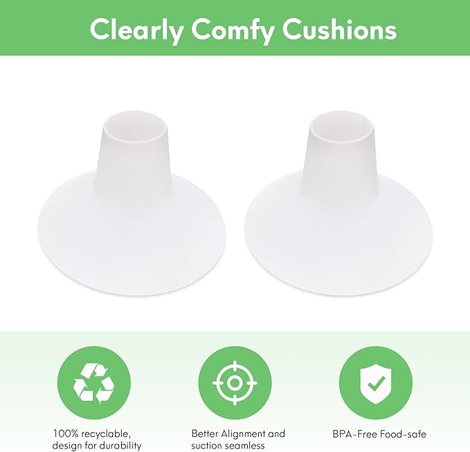 Mompmuri Breast Pump Cushion – XL | Breast Pump Accessory, Sizing Insert for Flange Shields | Elastic Nipple Flange Inserts | Silicone Lacteck Flange | Compatible with Flange Sizes 30-35mm (2 pc)