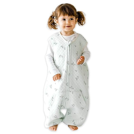 Tealbee Dreamsuit Toddler Sleep Sack with Feet – Walker Sleep Bag with Legs, Rayon made from Bamboo, Summer 0.8 TOG, 2-Way Zipper, 3T-4T - Croissant