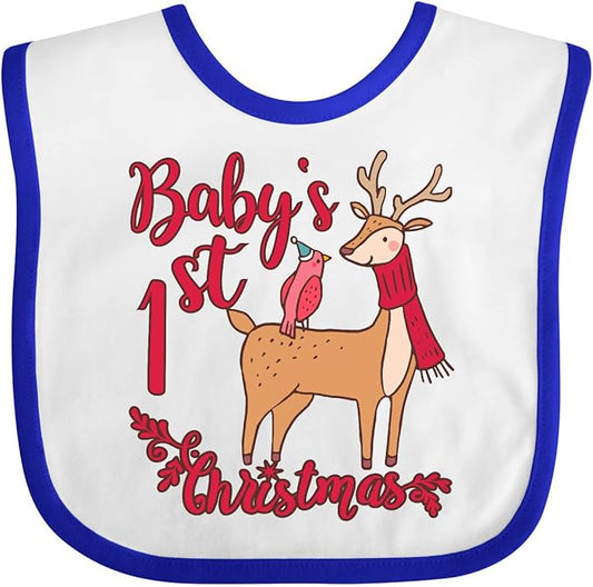 inktastic Baby's First Christmas Baby Bib