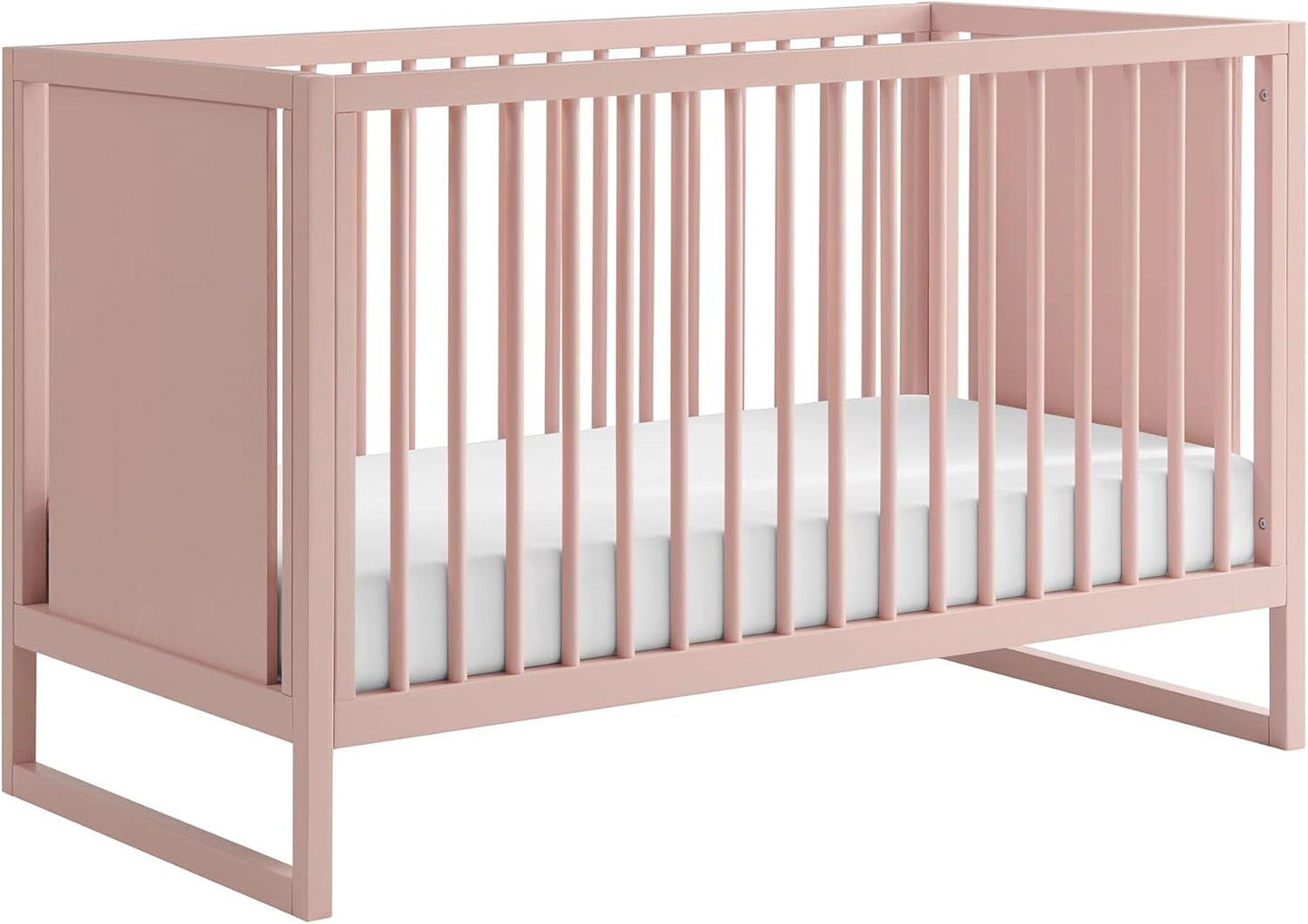 Nurture& The Crib - Baby, Toddler Convertible Crib | Sustainable Non-Toxic Materials | 3 Adjustable Heights - Grows with Your Baby (Toddler Guardrail NOT Included) (Blush)