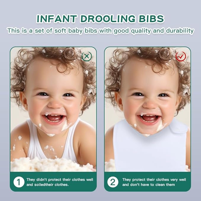 8 Pack Baby Bibs Unisex Adjustable with Snaps Ultra Soft Absorbent Drooling Teething for Boys and Girls