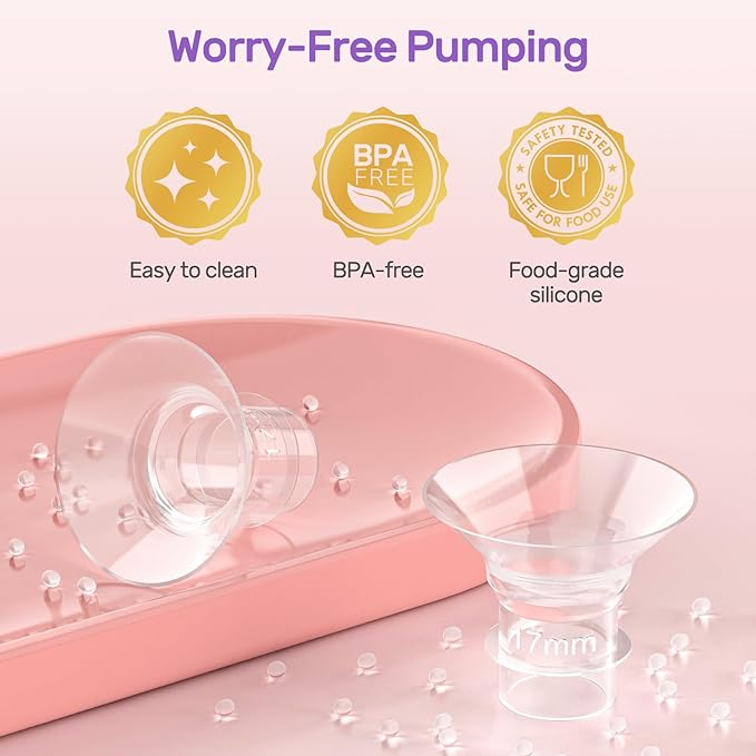 Nuliie 8PCS Silicone Flanges Insert Replacement Kit, Flange Sizing Kit 15/17/19/21mm for 24mm Flange/Shield Breast Pumps, Pumping Essential Kit for Moms